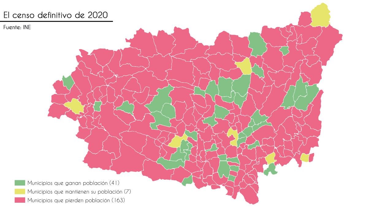 Mapa con los municipios que ganan y pierden población. | L.N.C.