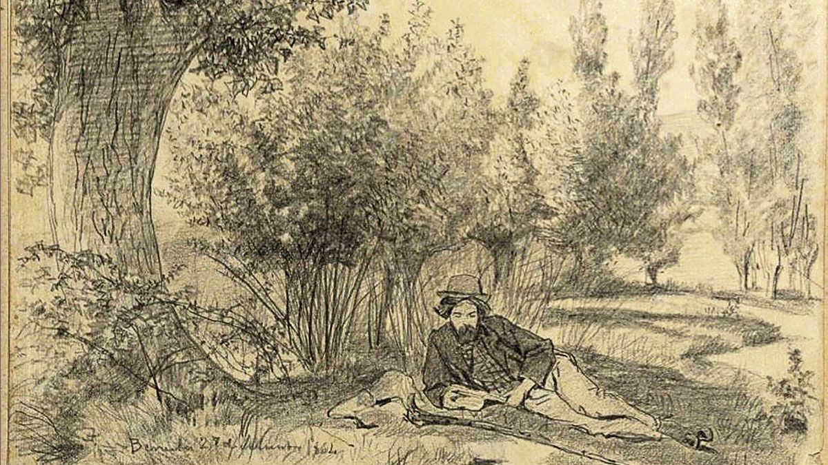 ‘Gustavo Adolfo Bécquer leyendo’. Dibujo de su hermano Valeriano, 1864. | BIBLIOTECA NACIONAL (MADRID)