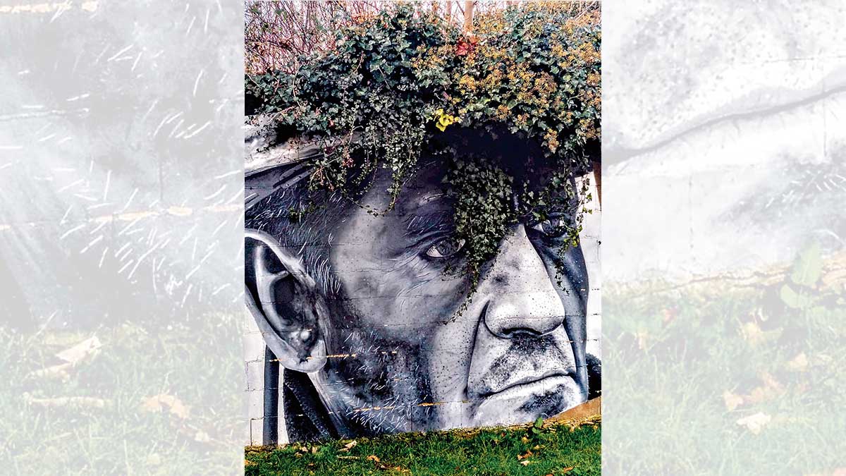 Grafiti de un minero en el Ayuntaniento de Sabero... al que le ha crecido un singular pelo. | ALFREDO RODRÍGUEZ LORENZANA Grafiti de un minero en el Ayuntaniento de Sabero... al que le ha crecido un singular pelo. | ALFREDO RODRÍGUEZ LORENZANA