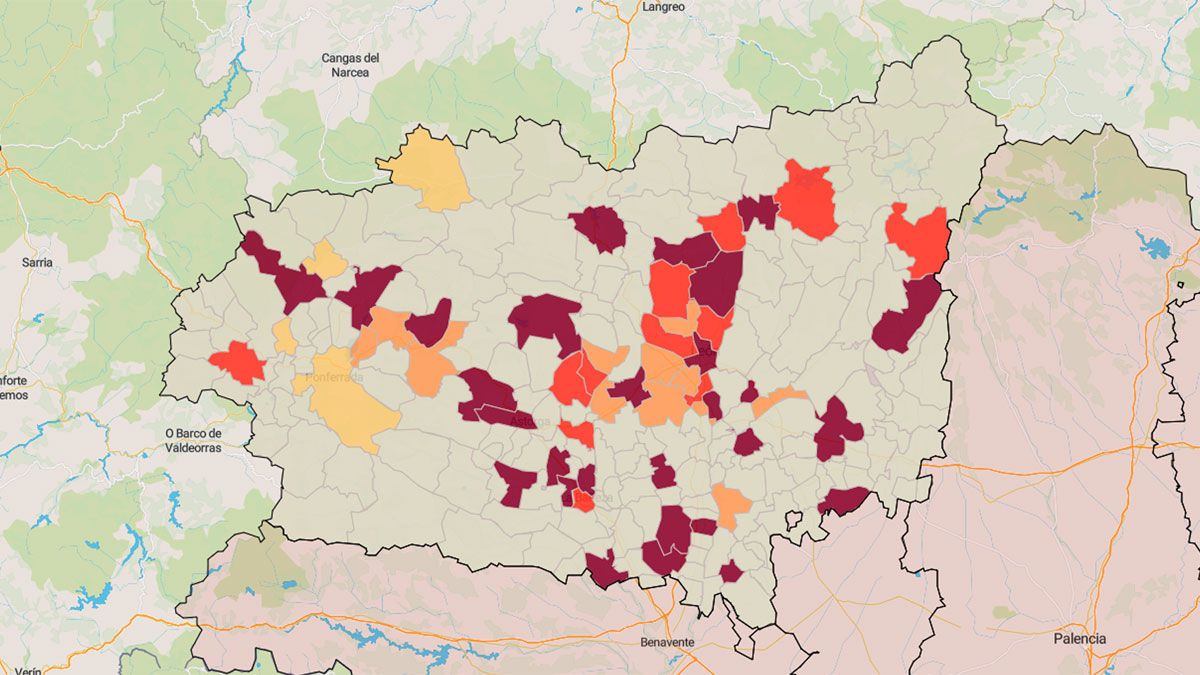 Mapa de incidencia acumulada en la última semana por municipios. | JCYL