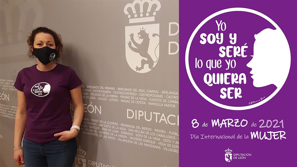 La diputada de Servicios Sociales, Carolina Arias, y el cartel anunciador. | L.N.C.
