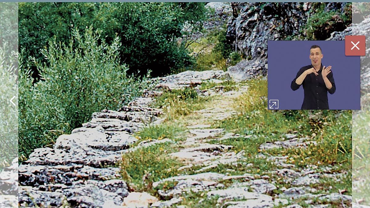 ‘Pantallazo’ de un tramo del recorrido en el que la imagen va acompañada de la descripción con lenguaje de signos.