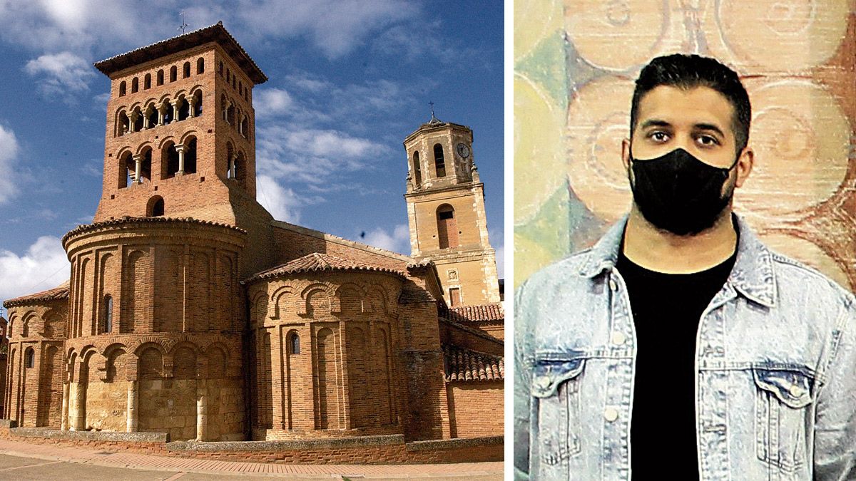 Iglesia de San Tirso, una de las que se ubican en Sahagún, y Javier Fernández Tejerina. | L.N.C.