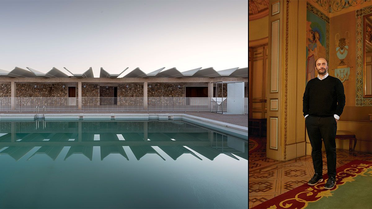 Óscar M. Ares y las piscinas municipales de Castromonte. | JAVIER ANTÓN | CONTEXTOS