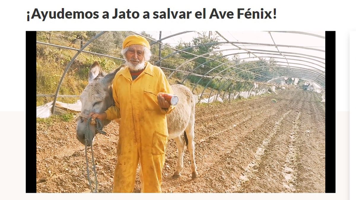 Imagen de Jesús Jato en su huerta de Villafranca, para el video de la petición en GoFundMe