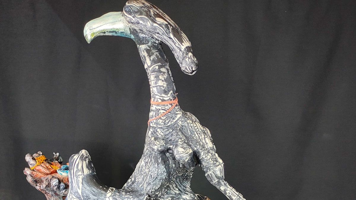 Parte de la escultura titulada "Los deportistas" de Nacho Guarido (en papel puede verse la obra completa). Parte de la escultura titulada "Los deportistas" de Nacho Guarido (en papel puede verse la obra completa).
