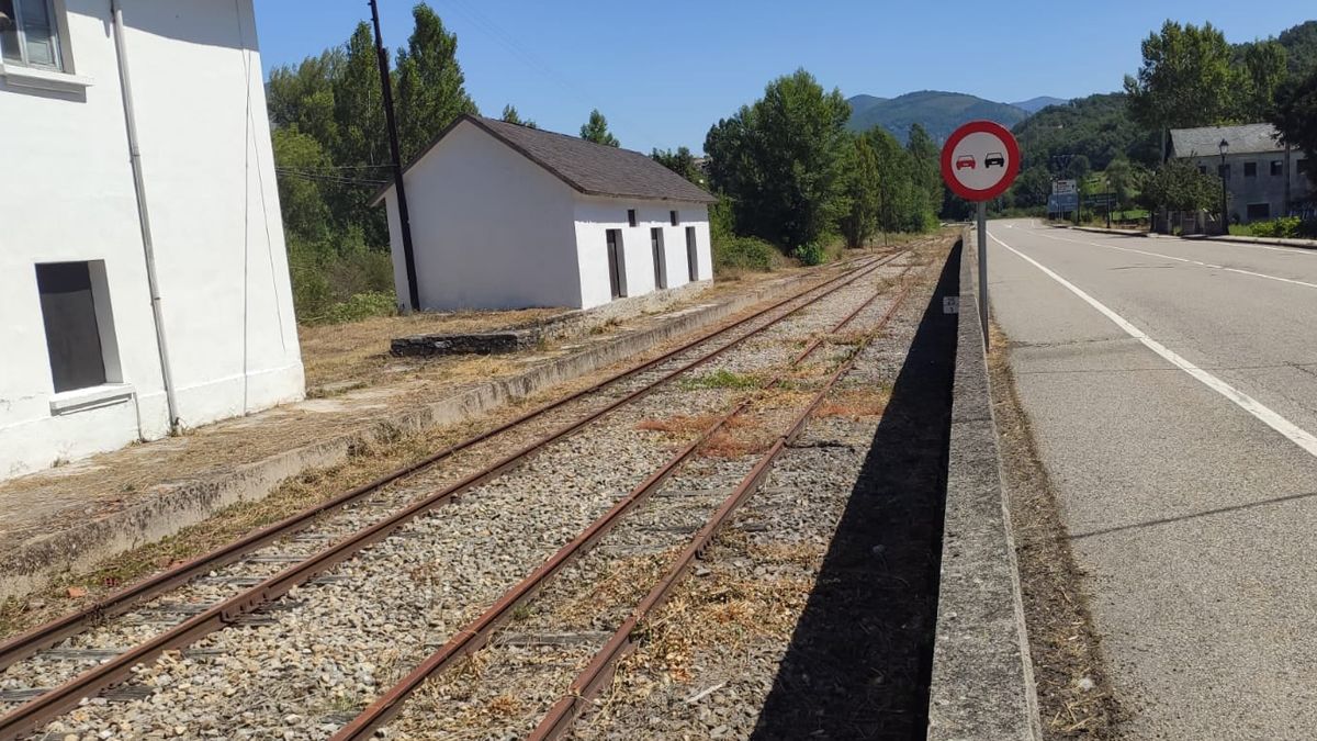 Imagen de la Asociación Cultural Ferroviaria Berciana de los trabajos de desbroces y adecuación de las infraestructuras en Páramo del Sil.