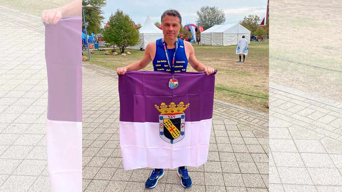 Juan Pablo Regadera este domingo tras participar en la maratón de Budapest. | L.N.C.