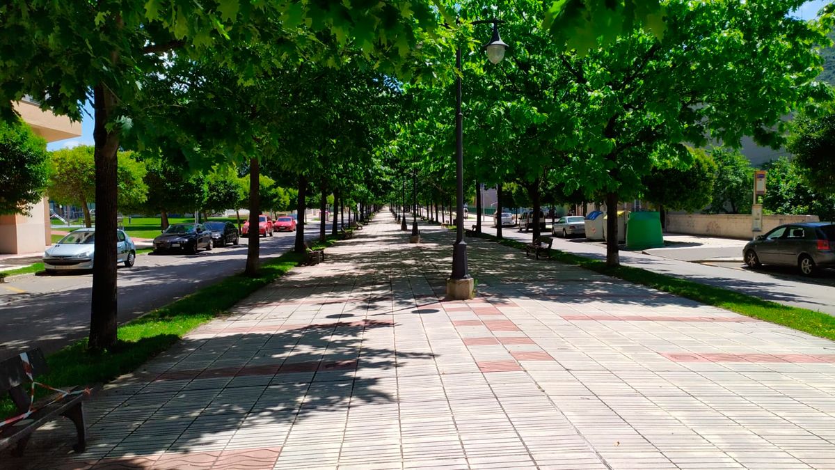 Una avenida con espacio peatonal en Ponferrada. M. ROO
