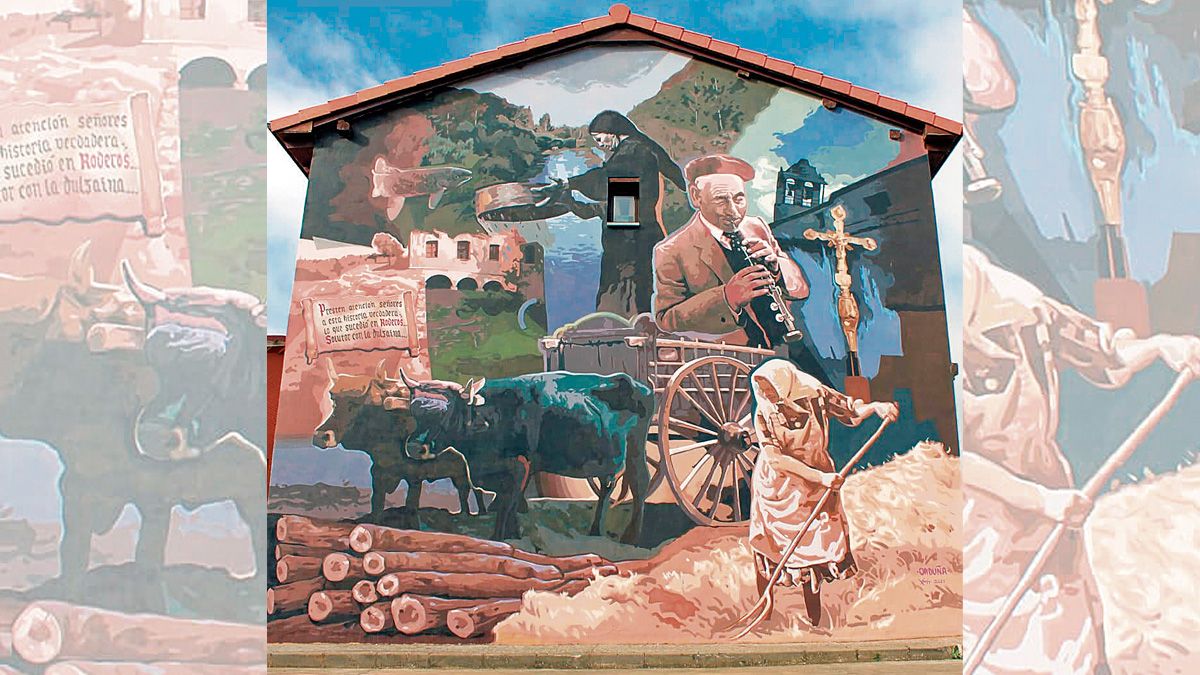 Vista del mural de Kike Orduña en Roderos con Solutor de protagonista. | SAÚL ARÉN