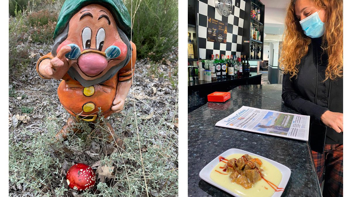 Uno de los enanitos con una Amanita muscaria y una de las tapas que participan en la feria. | L.N.C.