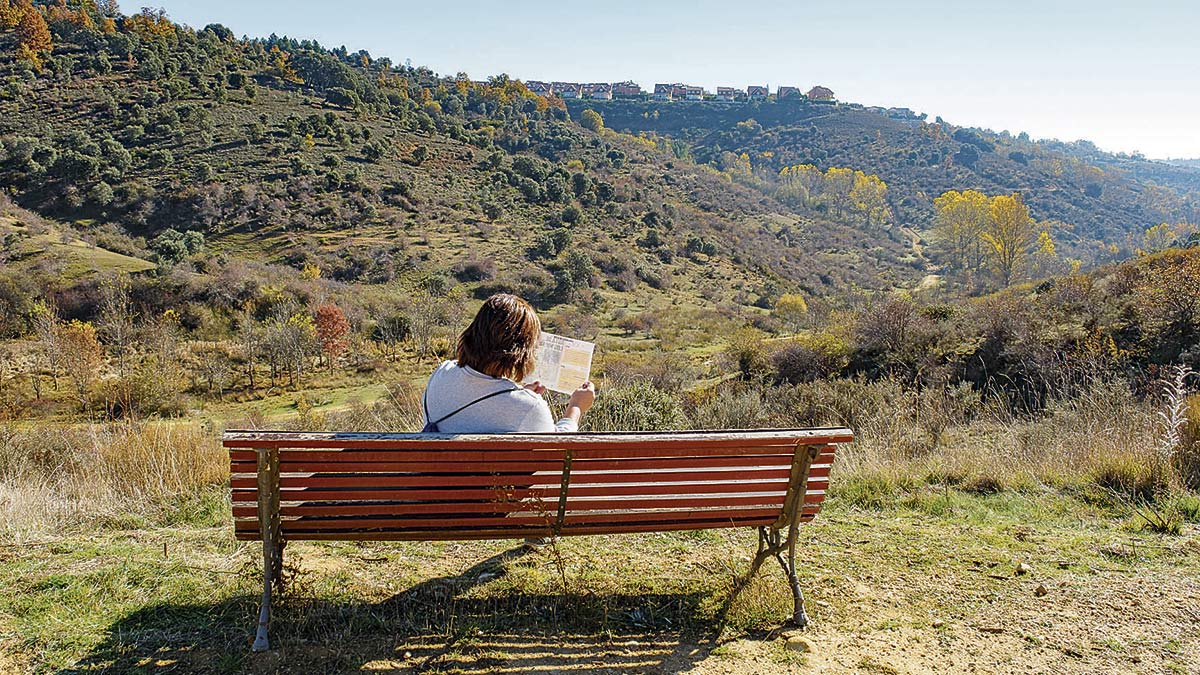 Banco con vistas a la panorámica del arroyo del Valle de Carbajal. | V. GARCÍA