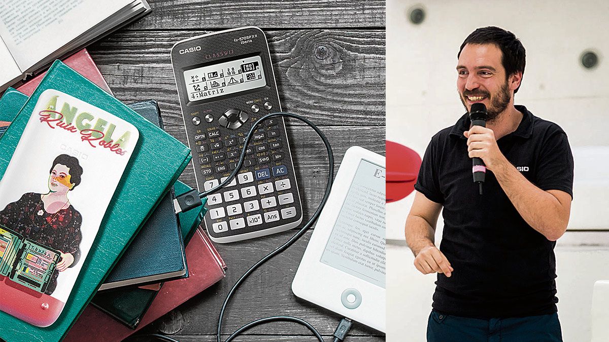 La carcasa de Casio dedicada a Ángela Ruiz Robles y Eloy Bernal, precursor de la iniciativa. | L.N.C.