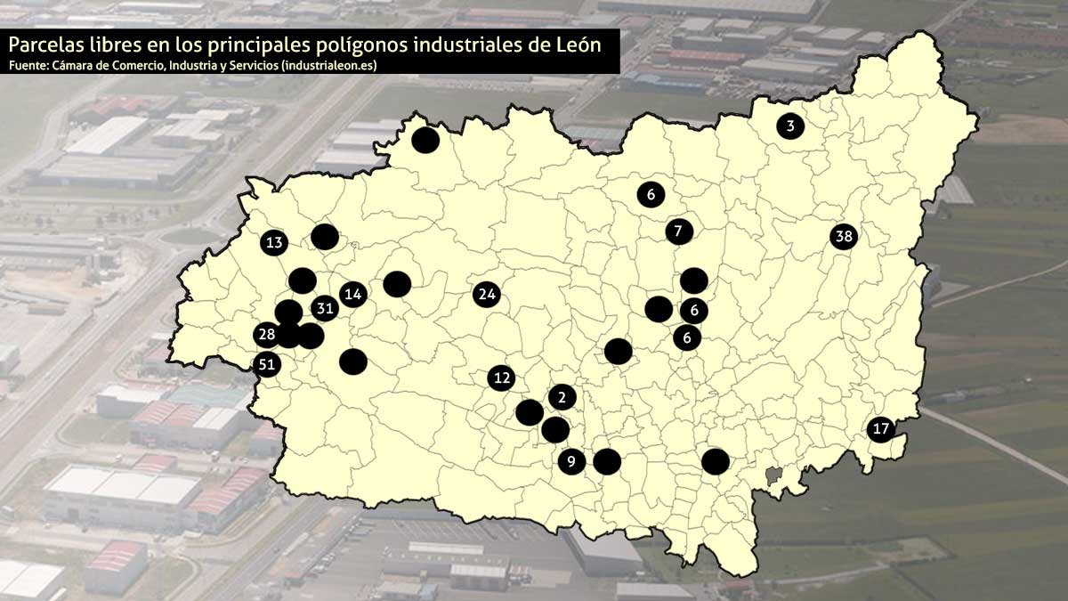 Mapa con la distribución de polígonos industriales que hace la Cámara de Comercio, Industria y Servicios. | L.N.C.