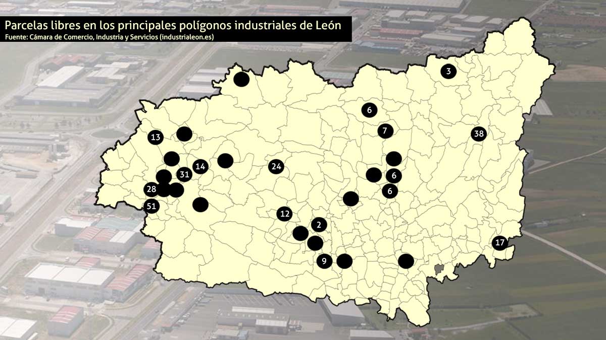 Mapa con la distribución de polígonos industriales que hace la Cámara de Comercio, Industria y Servicios. | L.N.C.