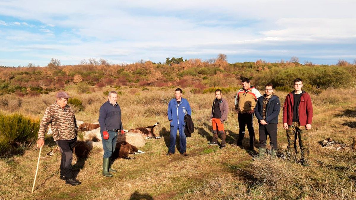 Paco (segundo por la izquierda), junto al grupo que salió al monte a ayudarle. | L.N.C.