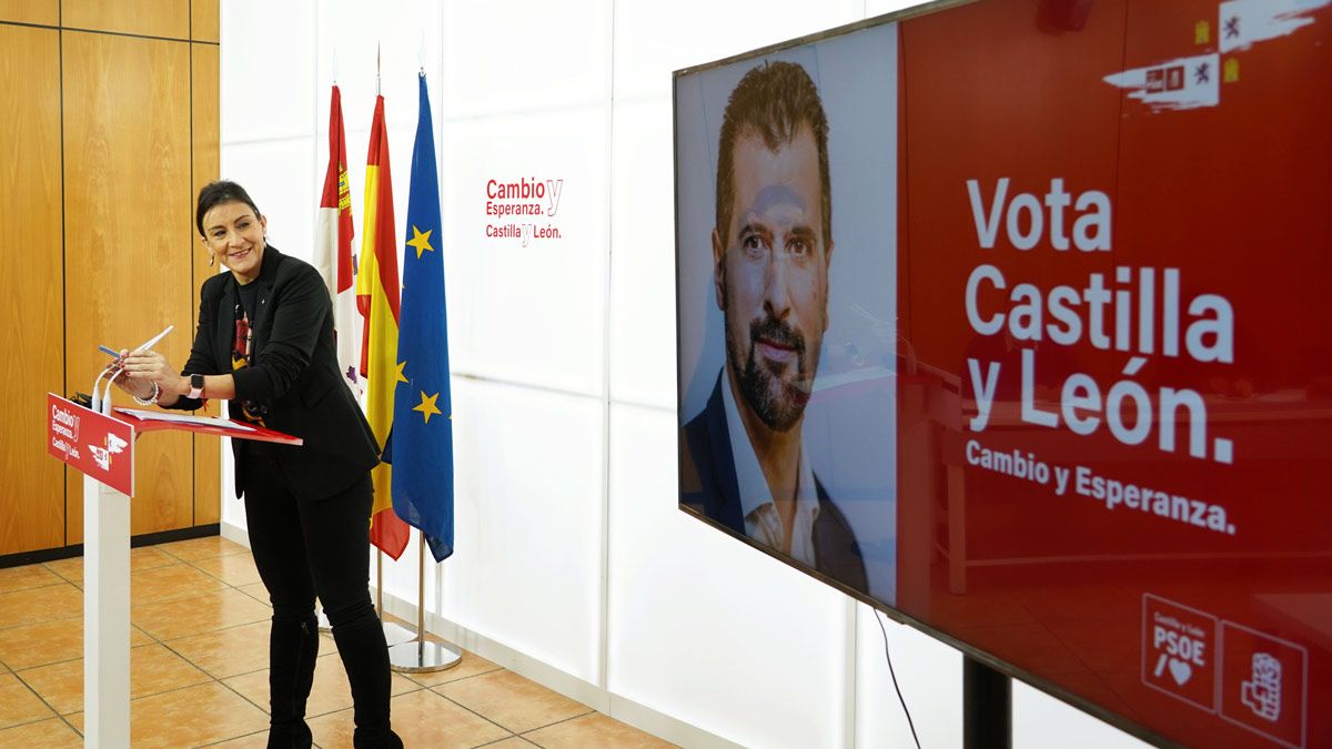 La secretaria de Organización del PSOECyL, Ana Sánchez, presenta la campaña electoral de los socialistas de Castilla y León. | ICAL