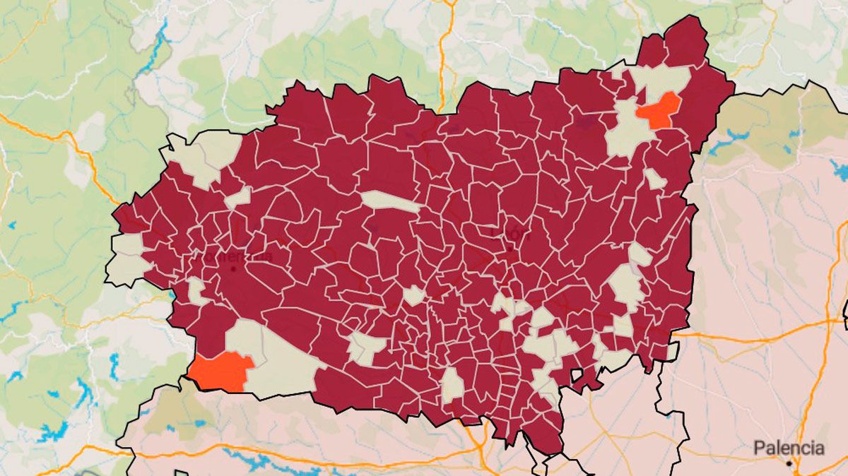 El mapa de municipios que facilita la Junta de Castilla y León. | L.N.C.
