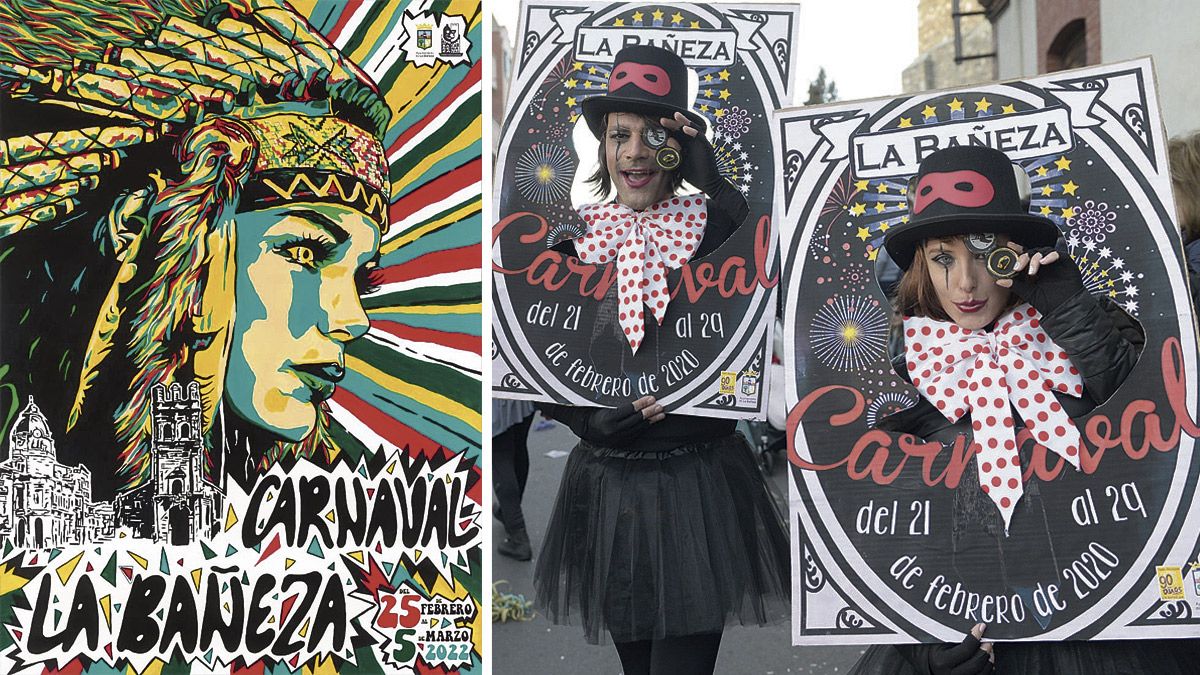 Cartel del Carnaval de este año y una imagen de archivo del previo a la llegada del coronavirus. | L.N.C.