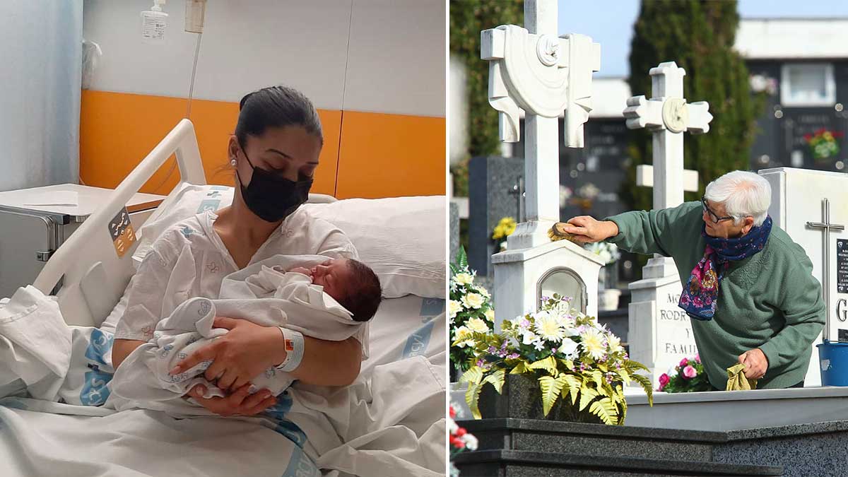 Imagen de archivo de un parto y de un cementerio de la provincia. | L.N.C.