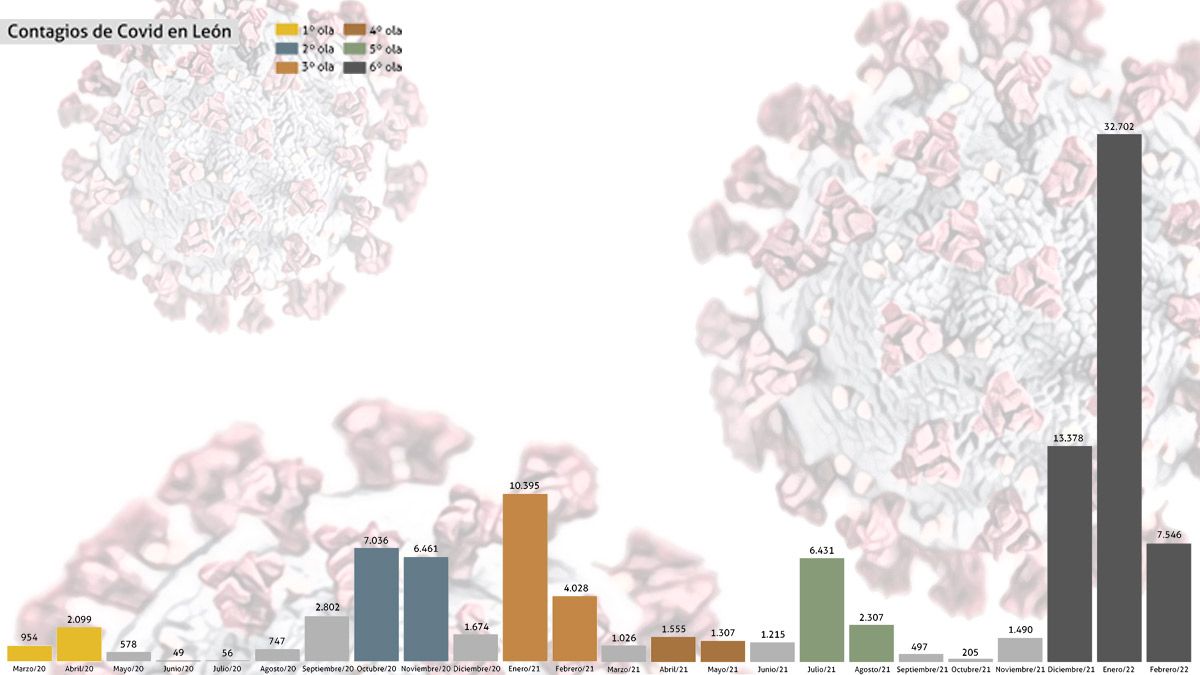 Gráfico con la evolución del número de contagios de Covid en estos dos años. | L.N.C.