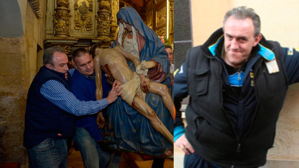 Alberto Flores (izquierda) ayudando en la cofradía. | MAURICIO PEÑA Alberto Flores (izquierda) ayudando en la cofradía. | MAURICIO PEÑA