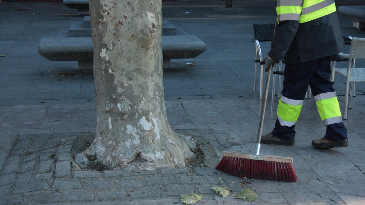 Trabajador del servicio de limpieza viaria de la capital leonesa. | DANIEL MARTÍN