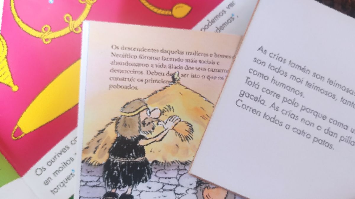Fragmentos de libros infantiles en gallego en imagen de archivo. | L.N.C. Fragmentos de libros infantiles en gallego en imagen de archivo. | L.N.C.