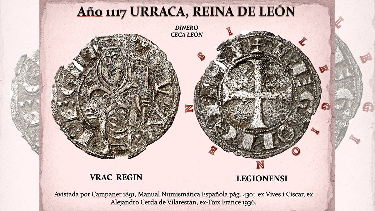 Infografía de la moneda de Doña Urraca acuñada en el año 117. En la actualidad, propiedad del leonés Acacio Rodríguez. | ACACIO RODRÍGUEZ