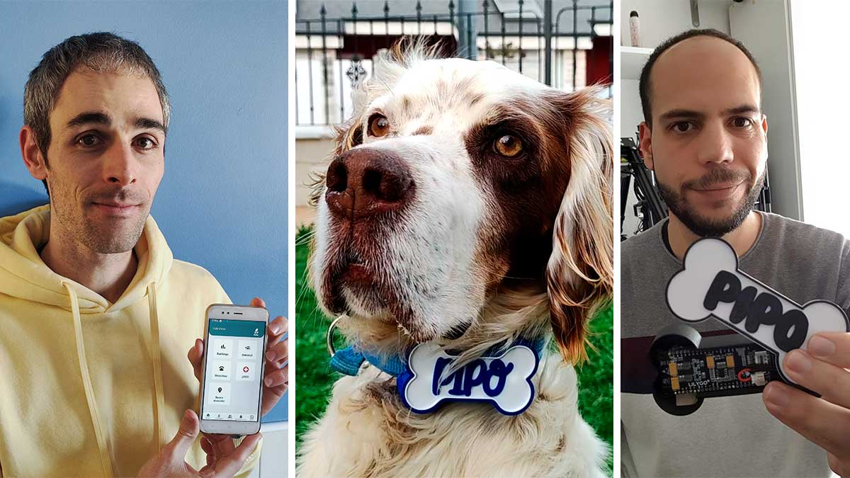 Víctor Fernández, un perro con el collar y José Antonio Aveleira. | L.N.C.