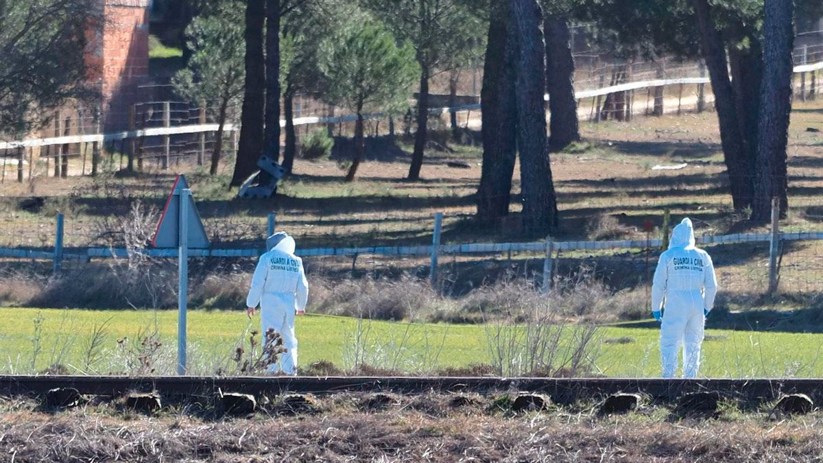 Agentes de la Guardia Civil, en el lugar donde fue hallado el cadáver de Esther López de la Rosa, la vecina de Traspinedo. | EP