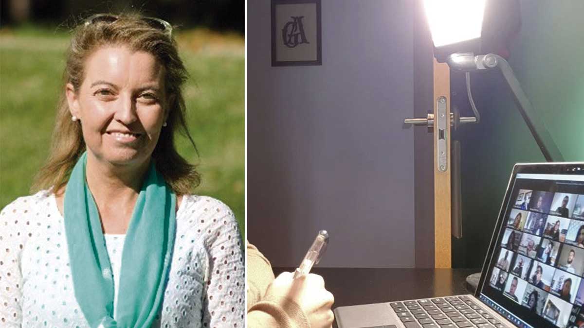 Susana Rodríguez Escanciano y una imagen de archivo de teletrabajo. | L.N.C.