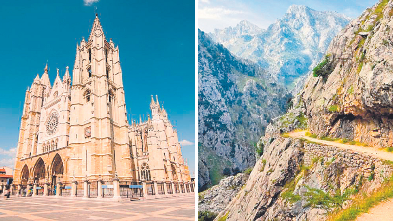 La Catedral de León y la Ruta del Cares. | ISTOCK