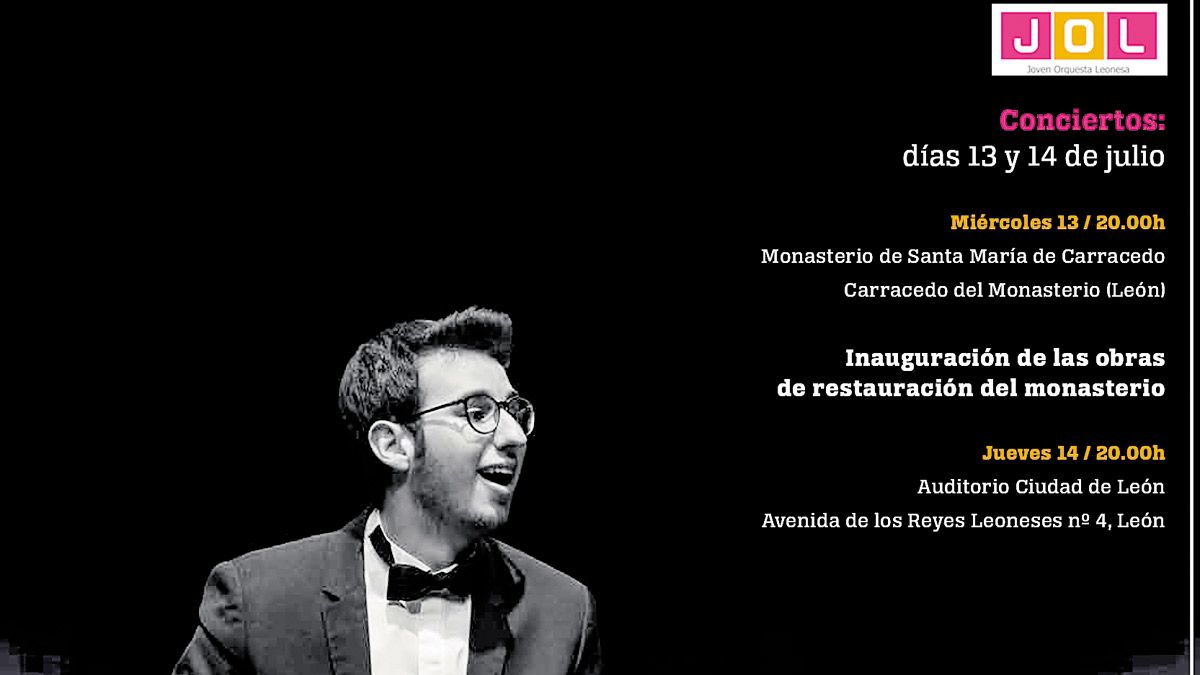 El director, Jorge Yagüe, en el cartel de los dos conciertos que ofrece la JOL.