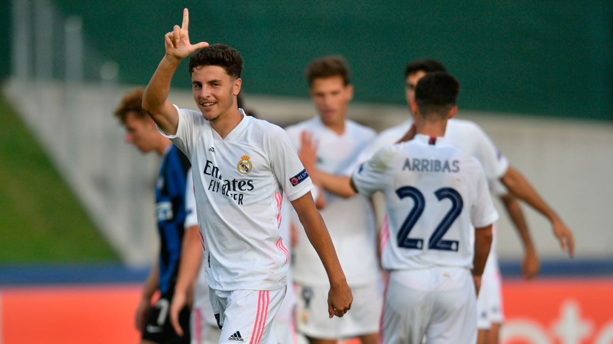 Morante celebra un gol con el Madrid juvenil. | UEFA YOUTH LEAGUE