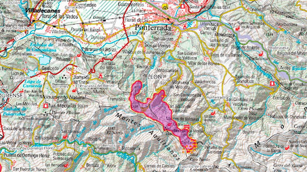 Mapa de la estimación de la superficie quemada en El Bierzo. | @EFORESTAL