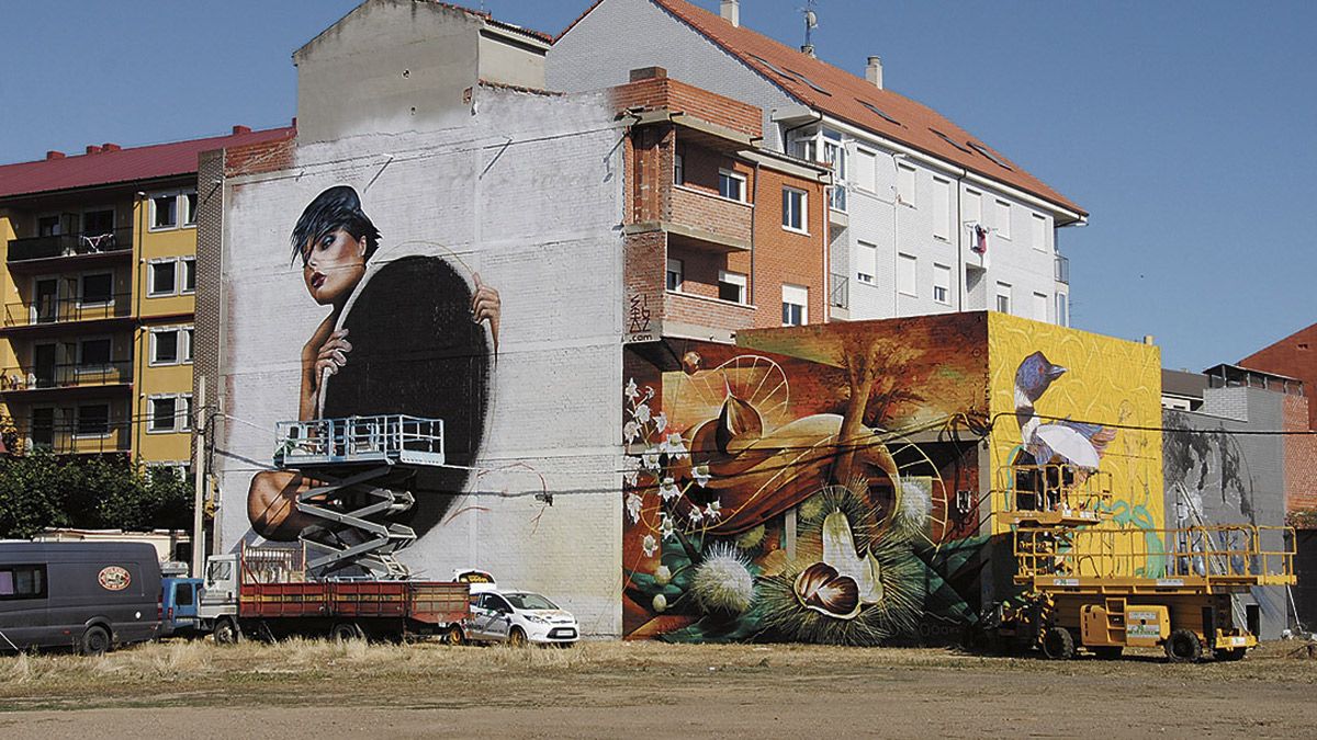 Uno de los murales pintados en las calles de La Bañeza durante una edición anterior del festival ArtAeroRap  | PEDRO J. ABAJO