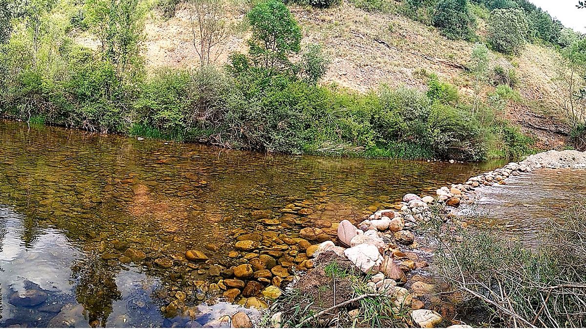 Un presa en el Curueño, para mantener el escaso caudal de estas fechas. | L.N.C.