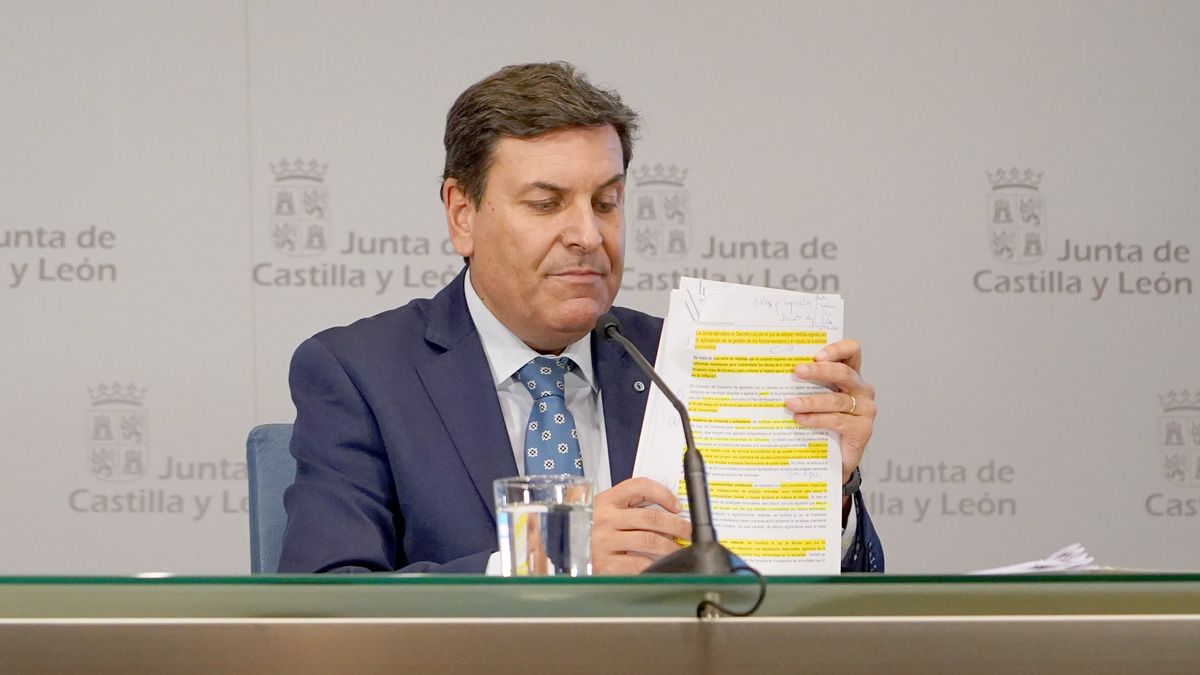 Carlos Fernández Carriedo, consejero de Economía y Hacienda y portavoz de la Junta. | LETICIA PÉREZ (ICAL)