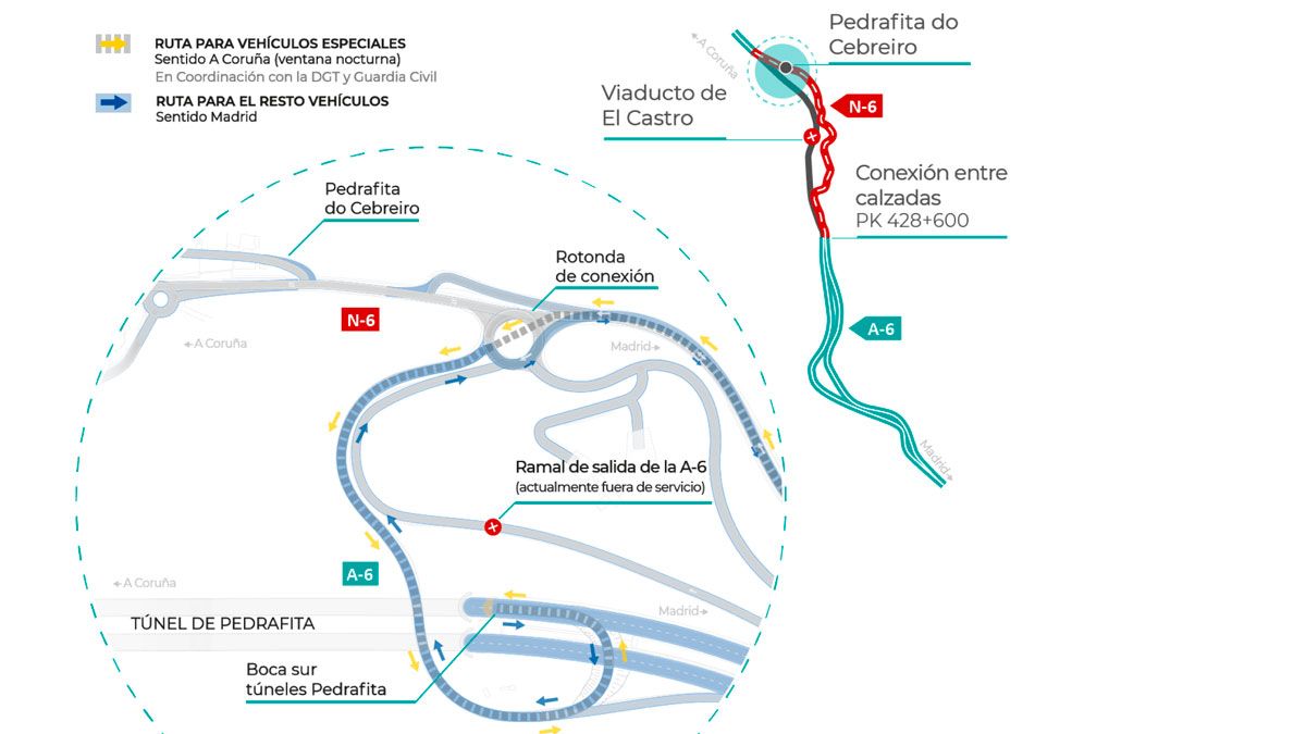 Desvío propuesto sobre plano en la zona en la que se cayó el viaducto.