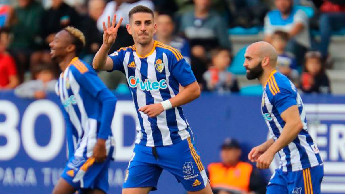 Ojeda celebra un gol durante el partido frente al Tenerife. | LALIGA