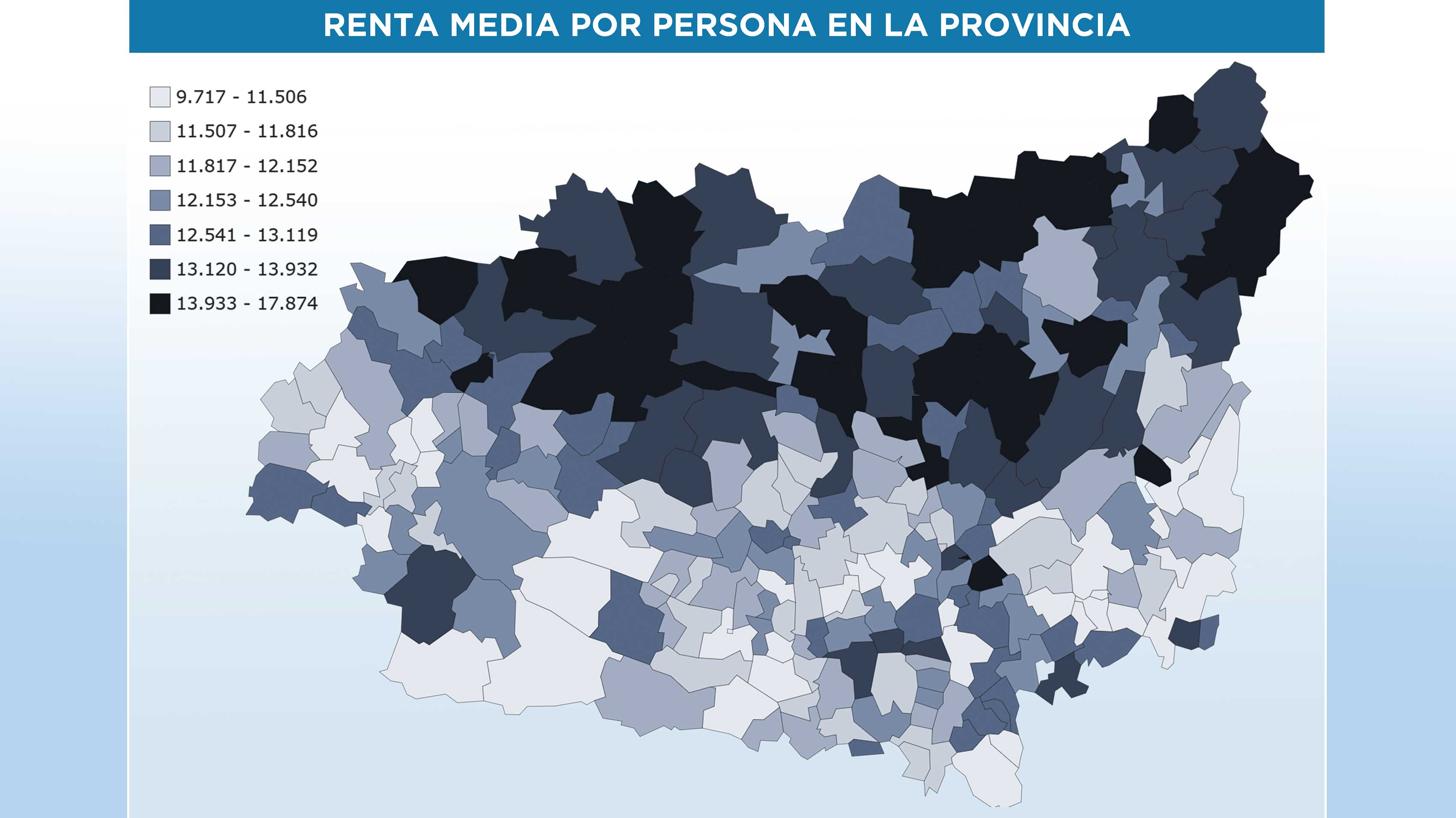 Mapa con la renta media de los municipios leoneses. | L.N.C.