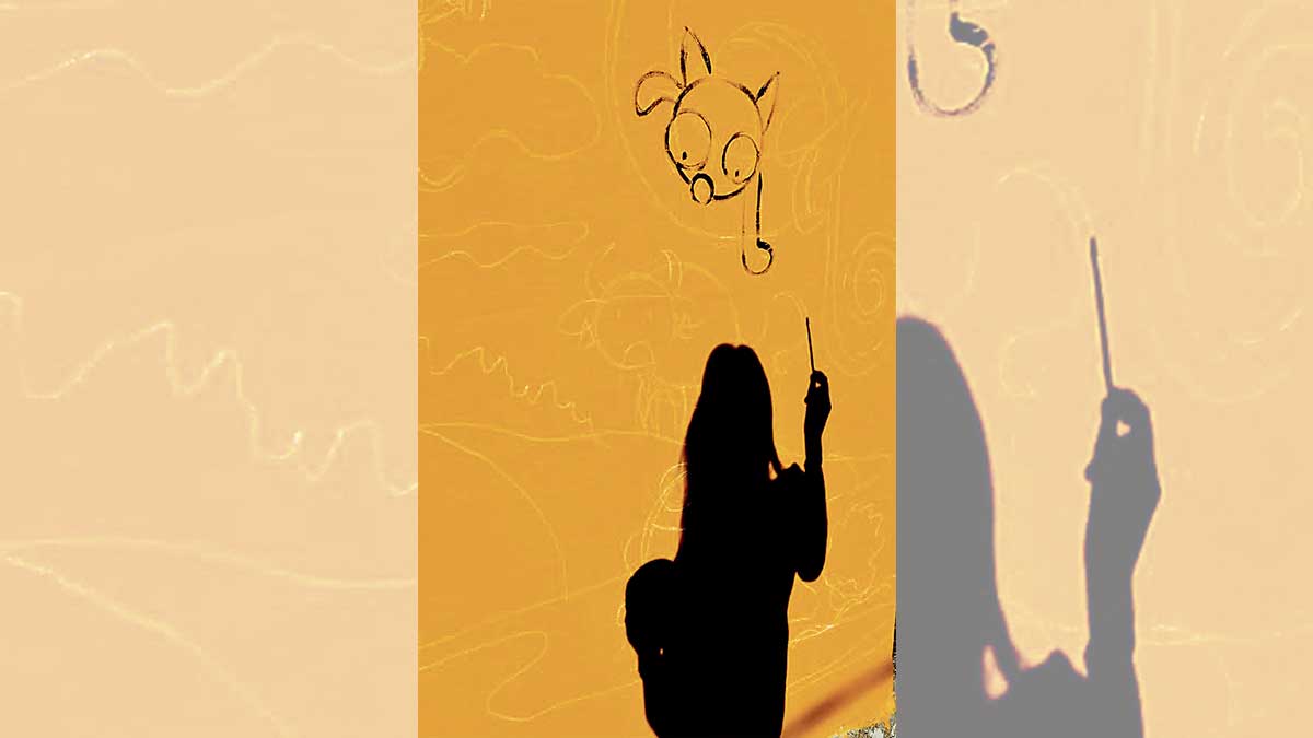 Lolo, siempre inconfundible aún sin mostrar su rostro, en plena faena realizando un mural. | MOÑI