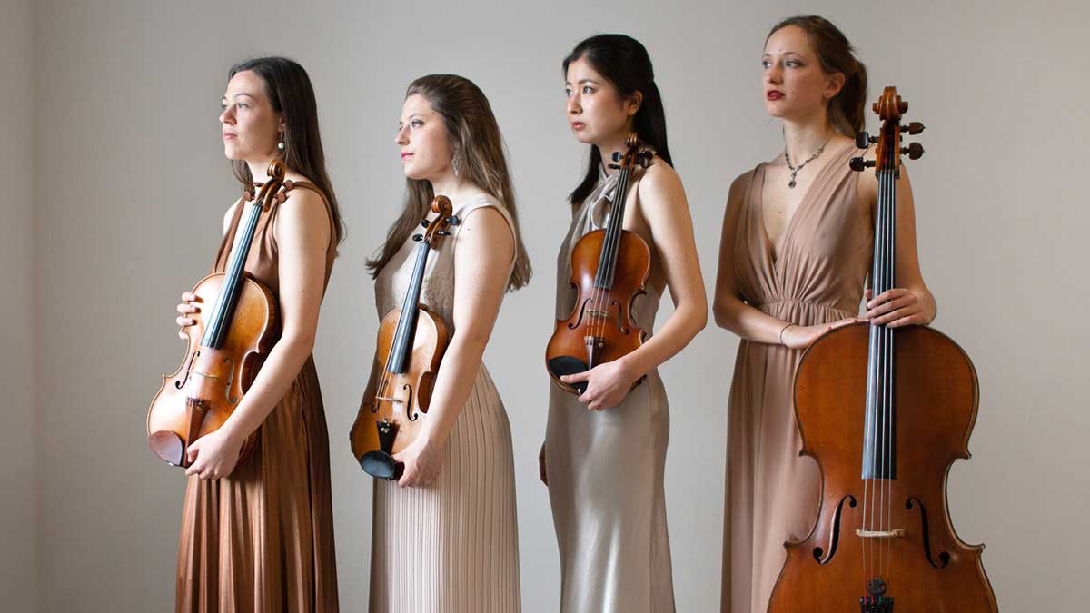 Ariadna Bataller (viola), Kanon Miyashita (violín), Patricia Muro (violín) y Lea Galasso (violonchelo) son las integrantes del Moser String Quartet. | LNC