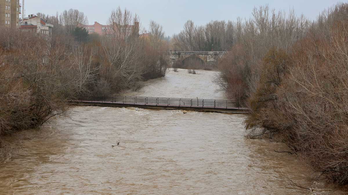 Situación que presentaba el río Bernesga este sábado en León. | CAMPILLO / ICAL