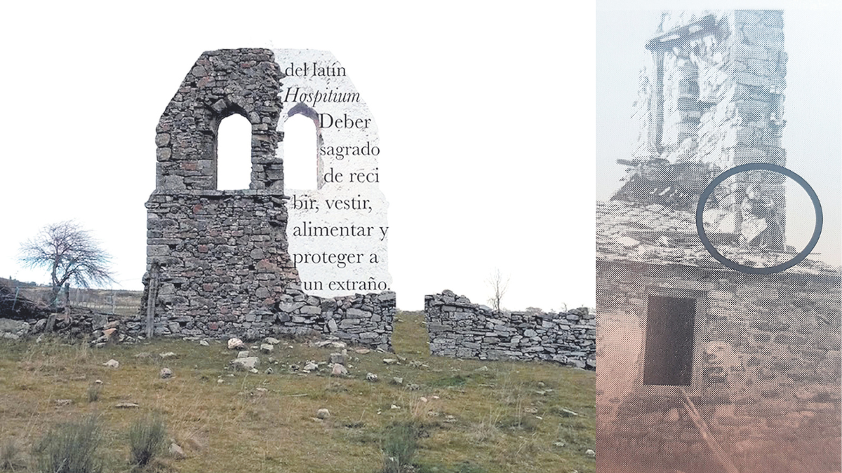 Imagen de cómo quedaría la escultura, perfectamente ensamblada en la torre y una obra basada en las teseras de hospitalidad. | IRENE GARCÍA-INÉS