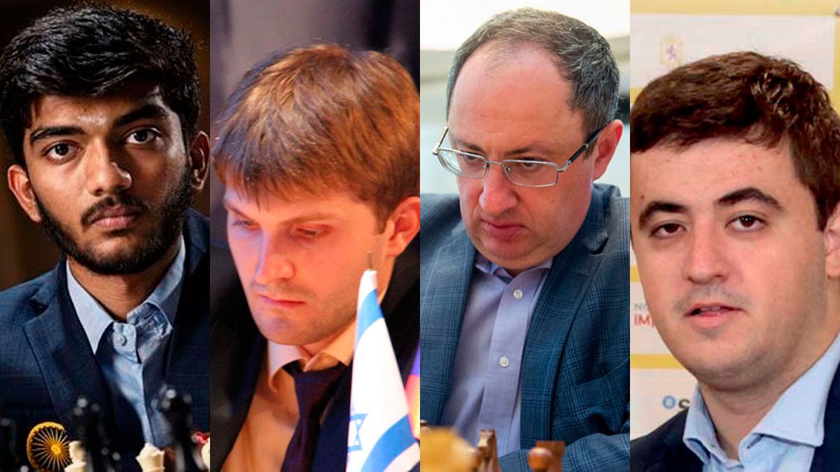 De izquierda a derecha, el indio Gukesh, el ruso Vitiugov, el israelí Gelfand y el leonés Jaime Santos. | L.N.C.