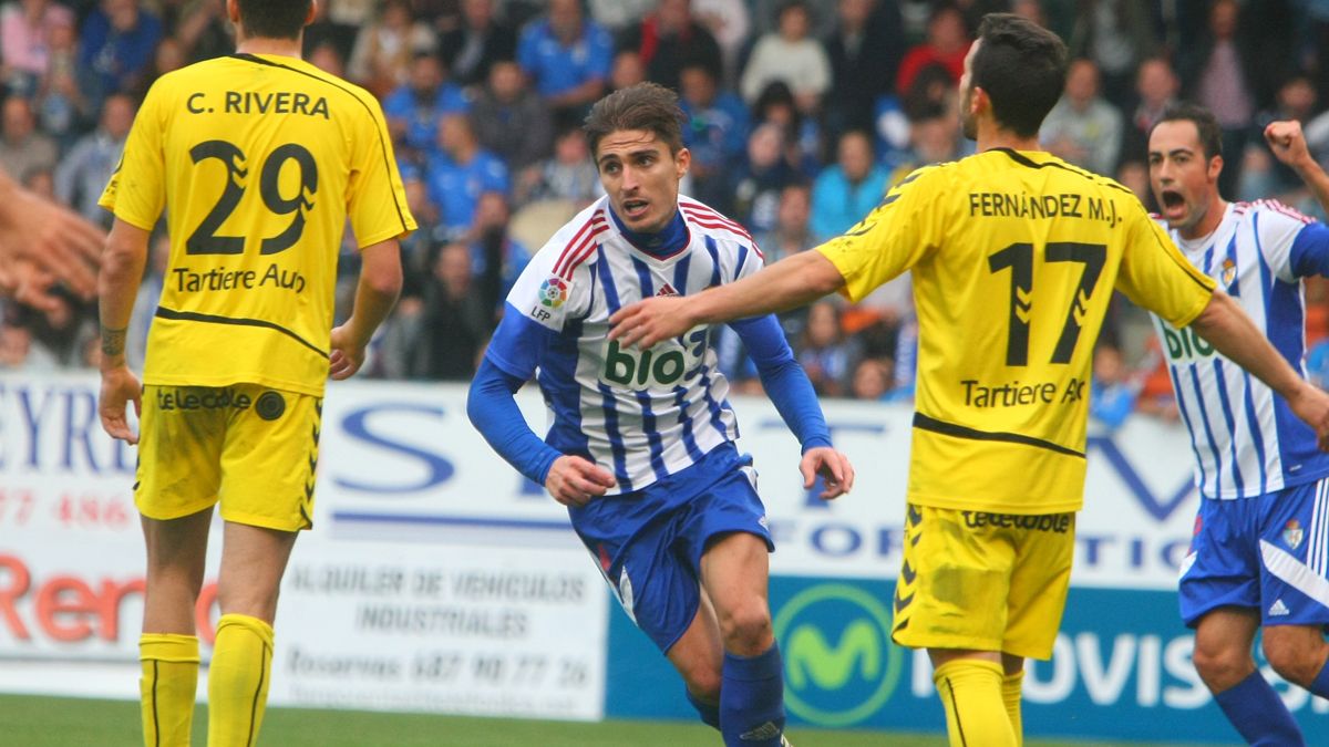 Berrocal celebra el gol del empate ante el Oviedo. | CÉSAR SÁNCHEZ
