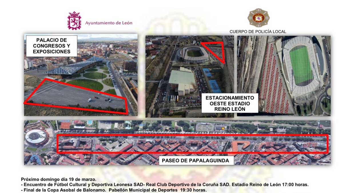 Aparcamientos recomendados para acudir al estadio y al palacio de deportes. | Policía Local