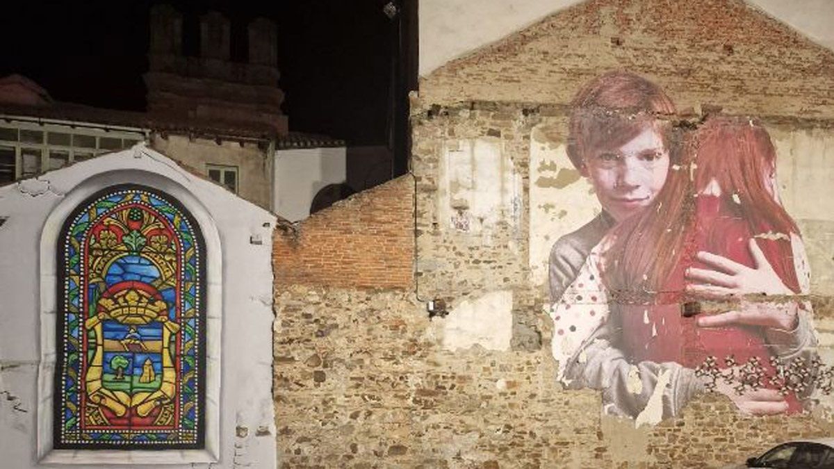 Imagen de uno de los murales que adornan La Bañeza | ABAJO Imagen de uno de los murales que adornan La Bañeza | ABAJO